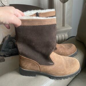 VTG Bass Alpine Faux Shearling Brown Genuine Leather Suede Boots Size 8M